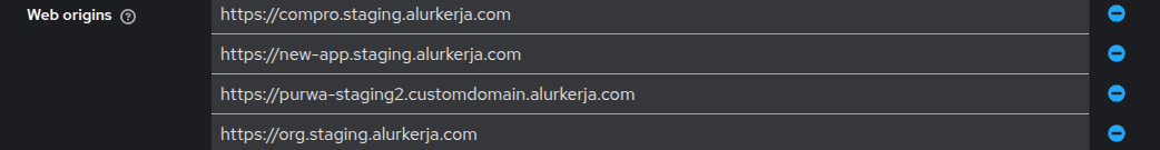 Menambahkan custom domain pada Web origins client Keycloak