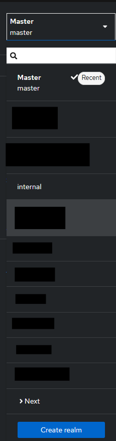 Pilih Realm Keycloak,
