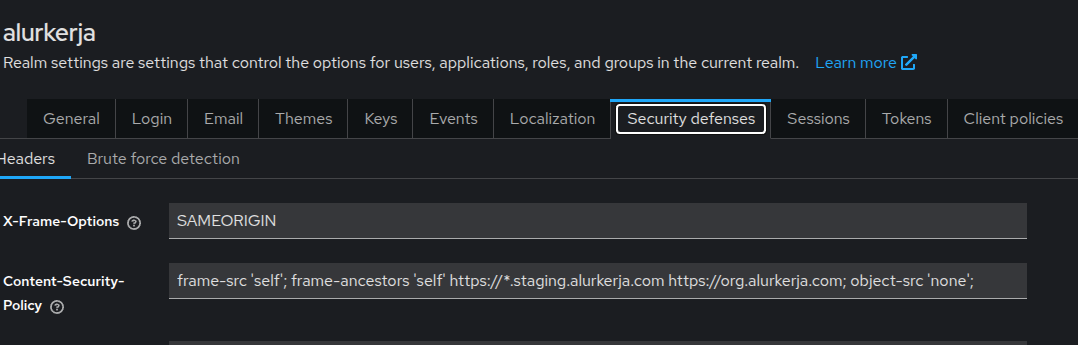 Pengaturan Content-Security-Policy pada tab Security defenses