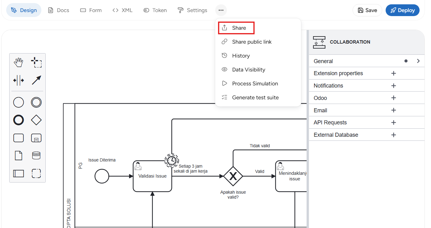 BPMN Share Button OnPremise