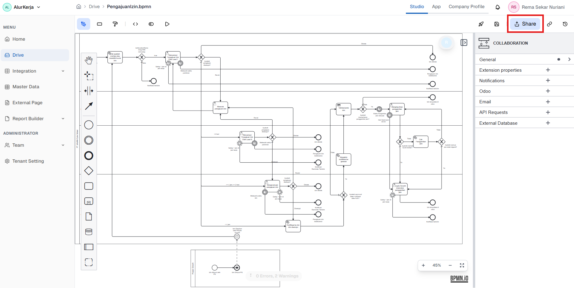 BPMN Share Button OnPremise