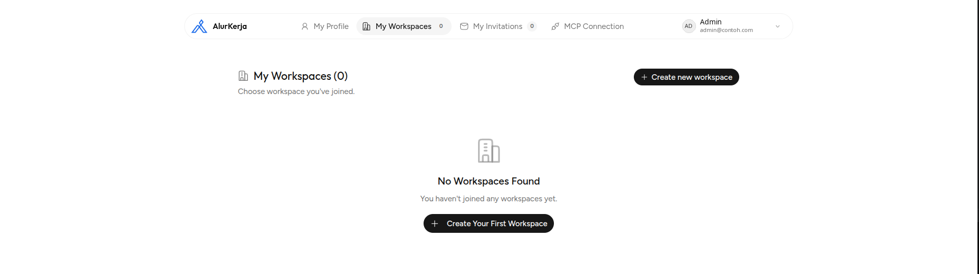 Halaman My Workspaces