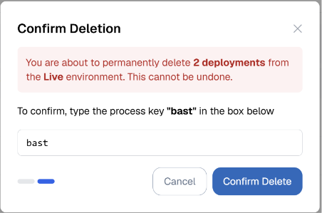 Dialog Confirm Deletion bulk delete