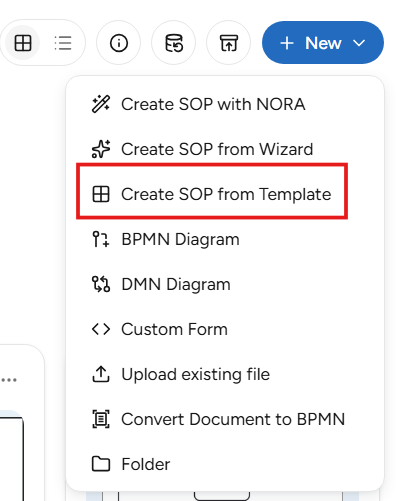 Dropdown Create SOP from Template