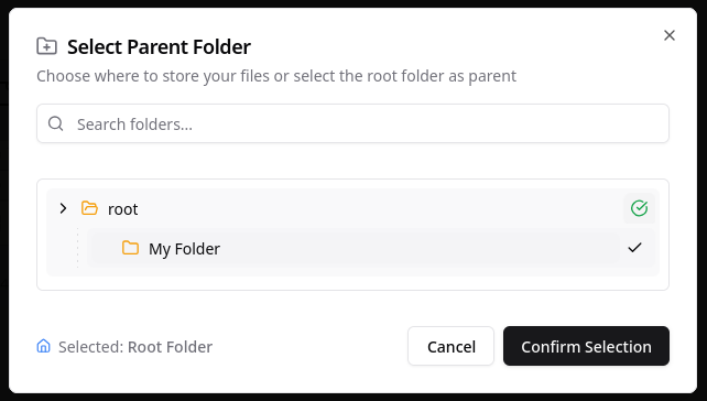 Modal Select Parent Folder