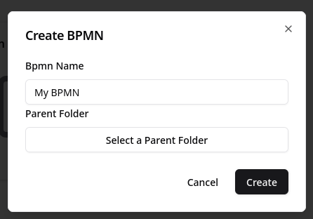 Pop up Create BPMN