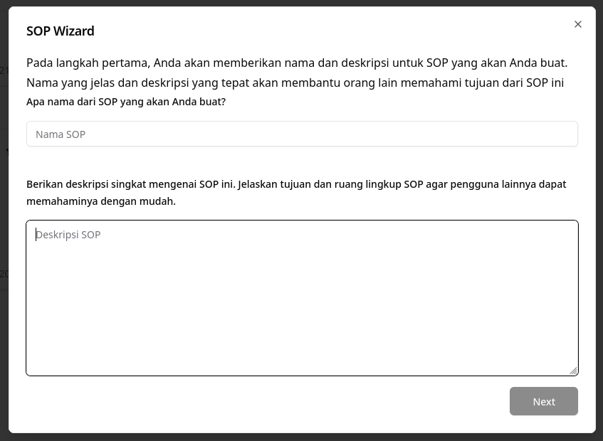 Pop up SOP Wizard