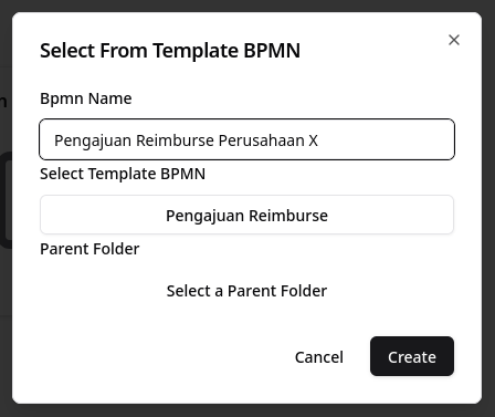 Pop up Template from BPMN