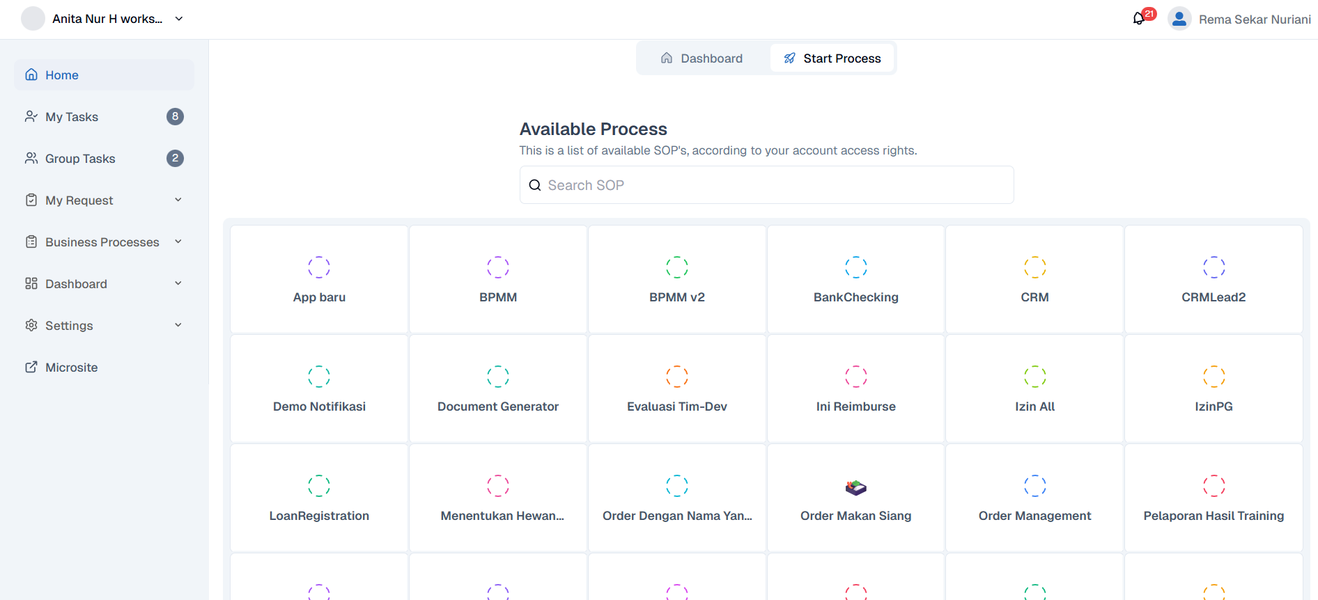 Menampilkan Halaman Start Process App