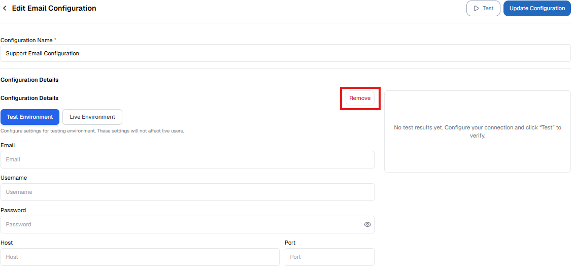 Tombol Remove Konfigurasi Email