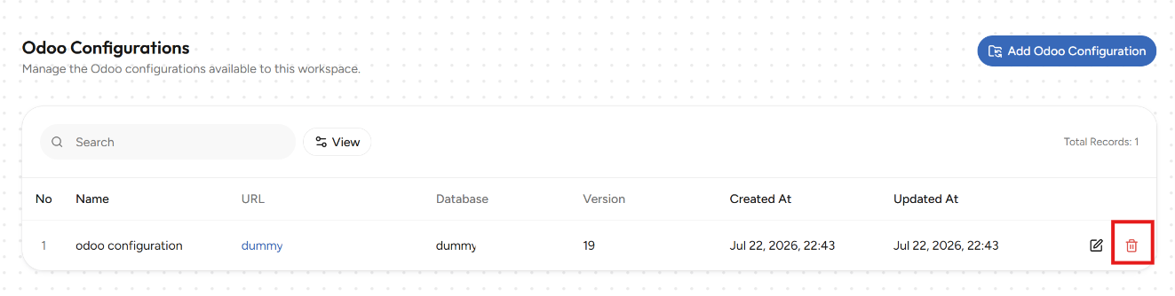 Tombol Delete Konfigurasi Odoo