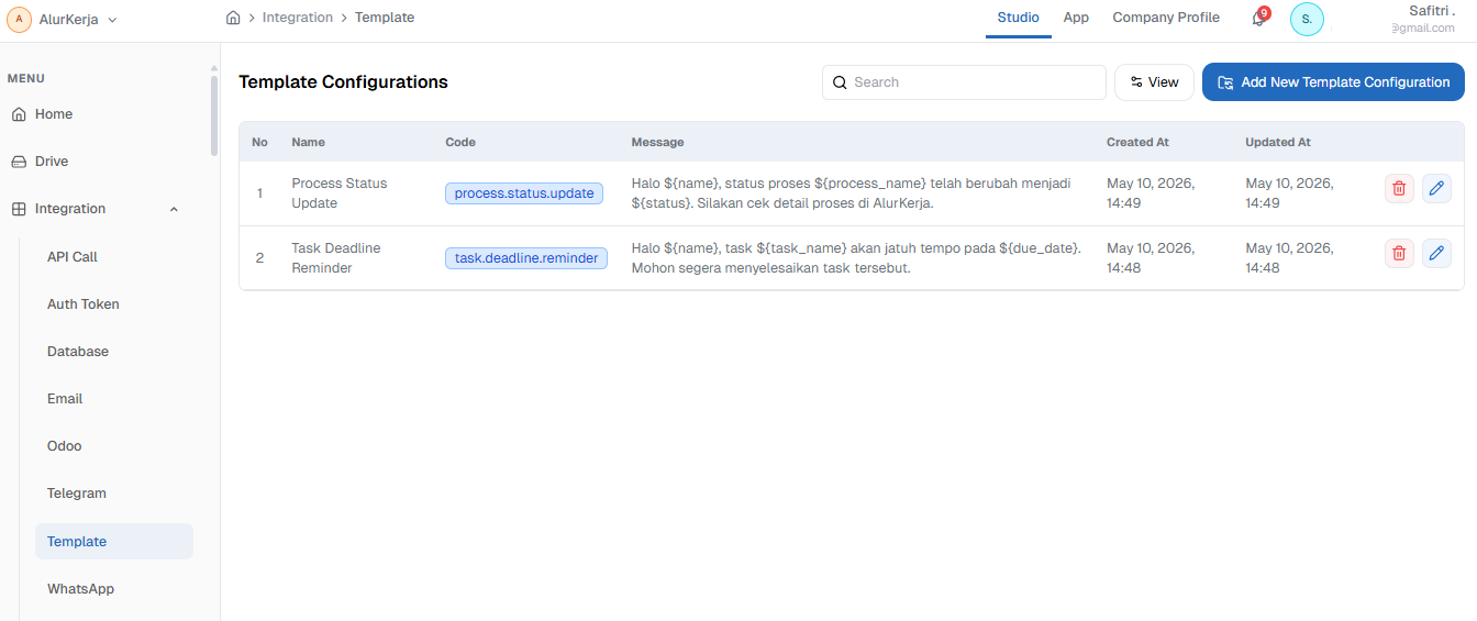 Halaman Menu Template