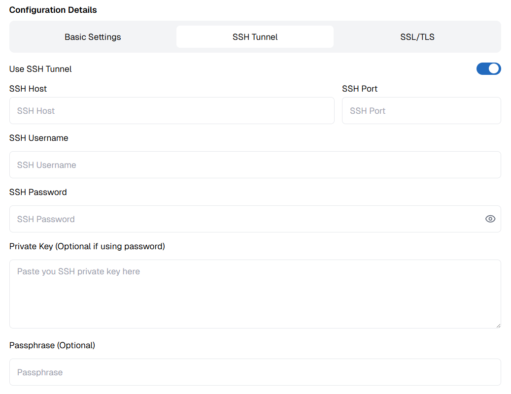Add New Configuration DB SSH Tunnel OnPremise,
