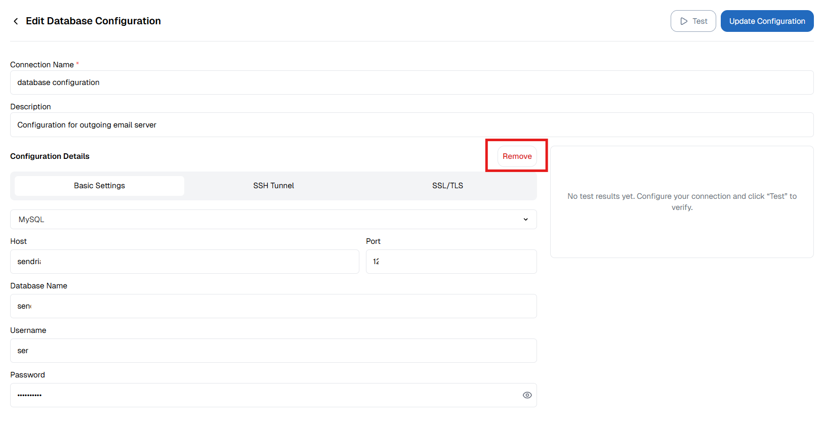 Remove Configuration DB OnPremise,