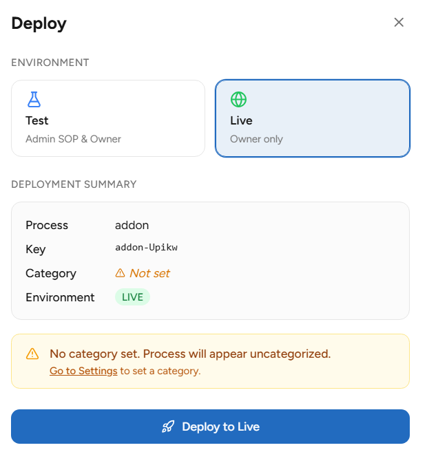 Action Save and Deploy Integrations Addon,