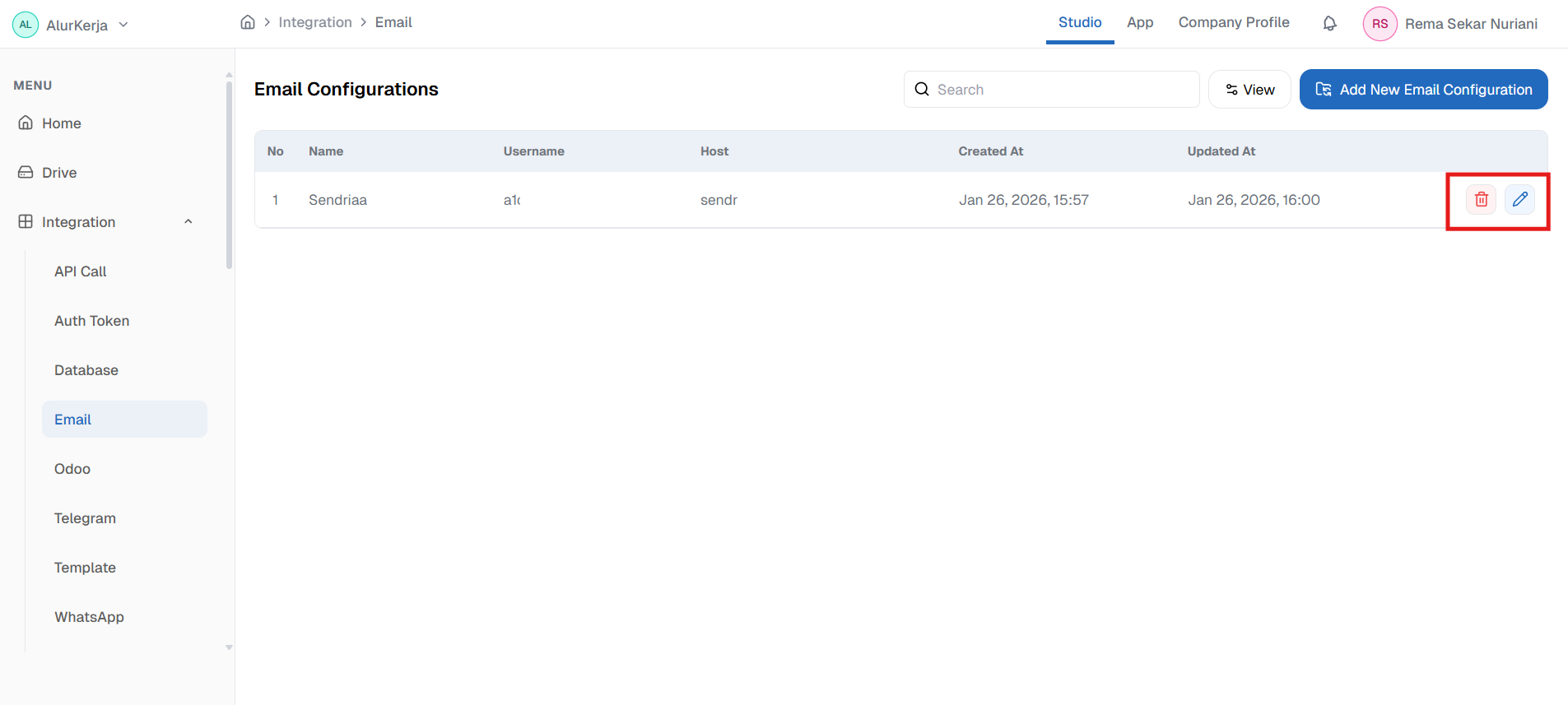 Action Email OnPremise,