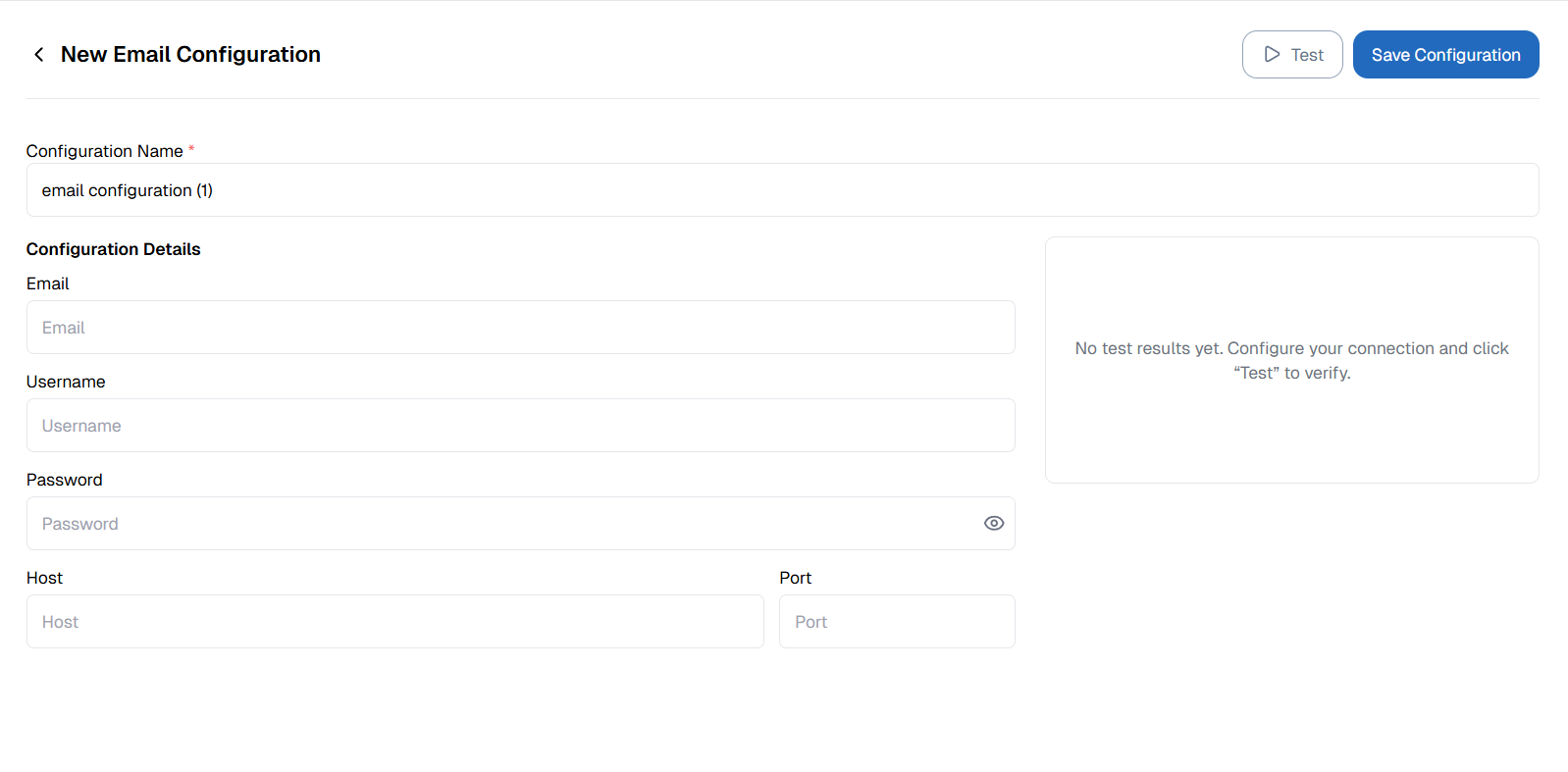 Add New Configuration Email,