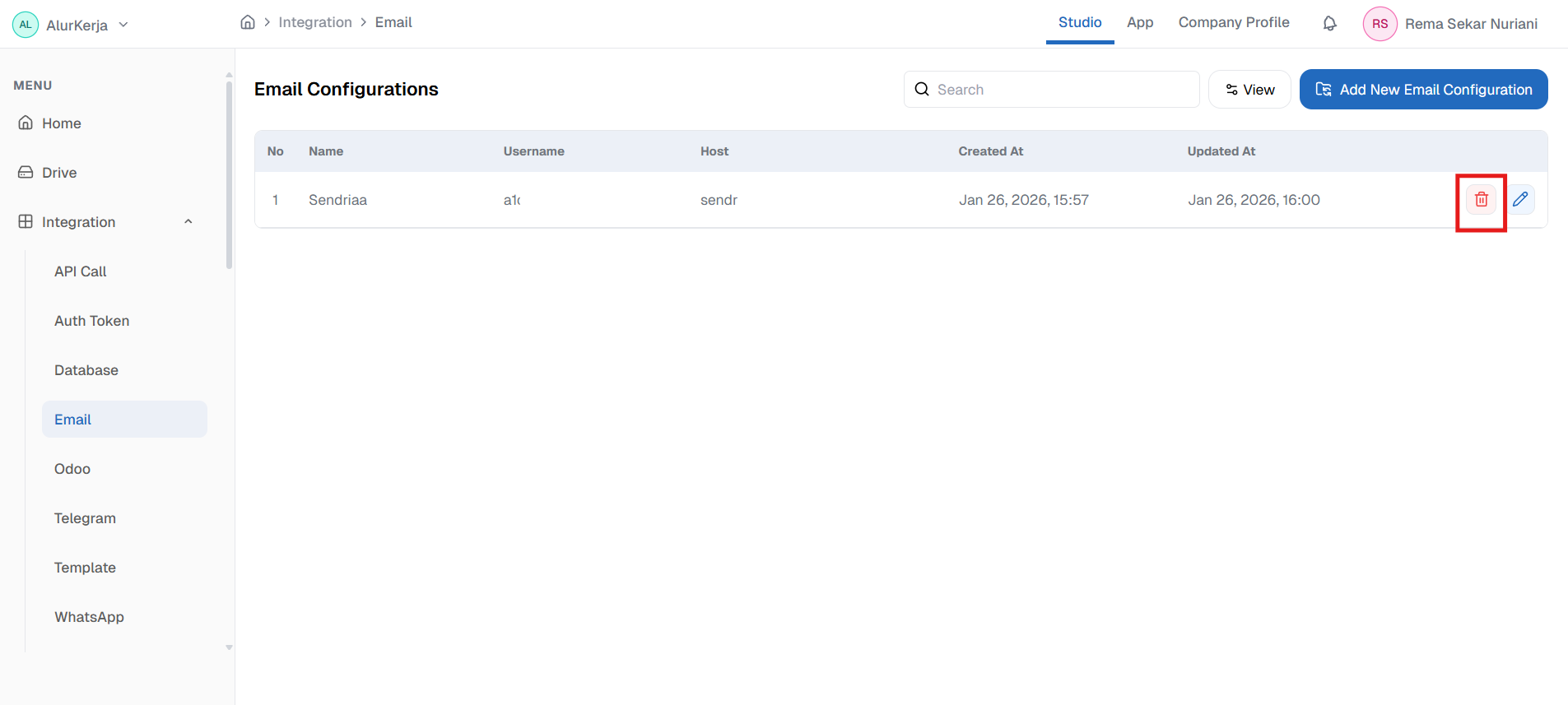 Remove Configuration Email OnPremise,