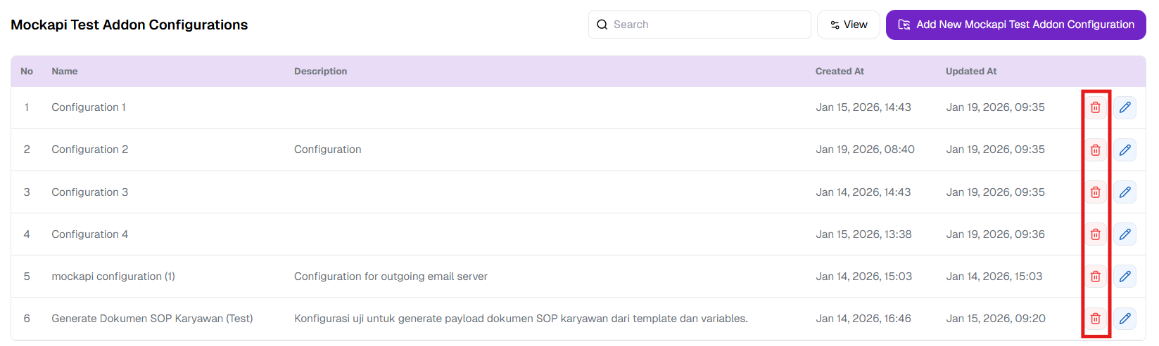 Remove Configuration Addon,
