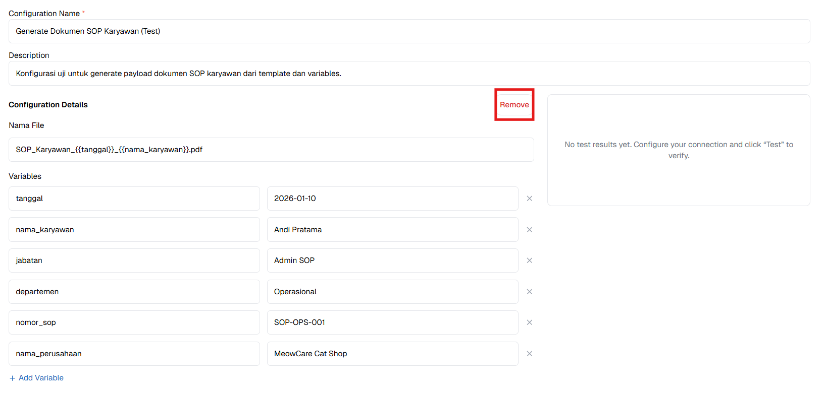 Remove Configuration Addon,