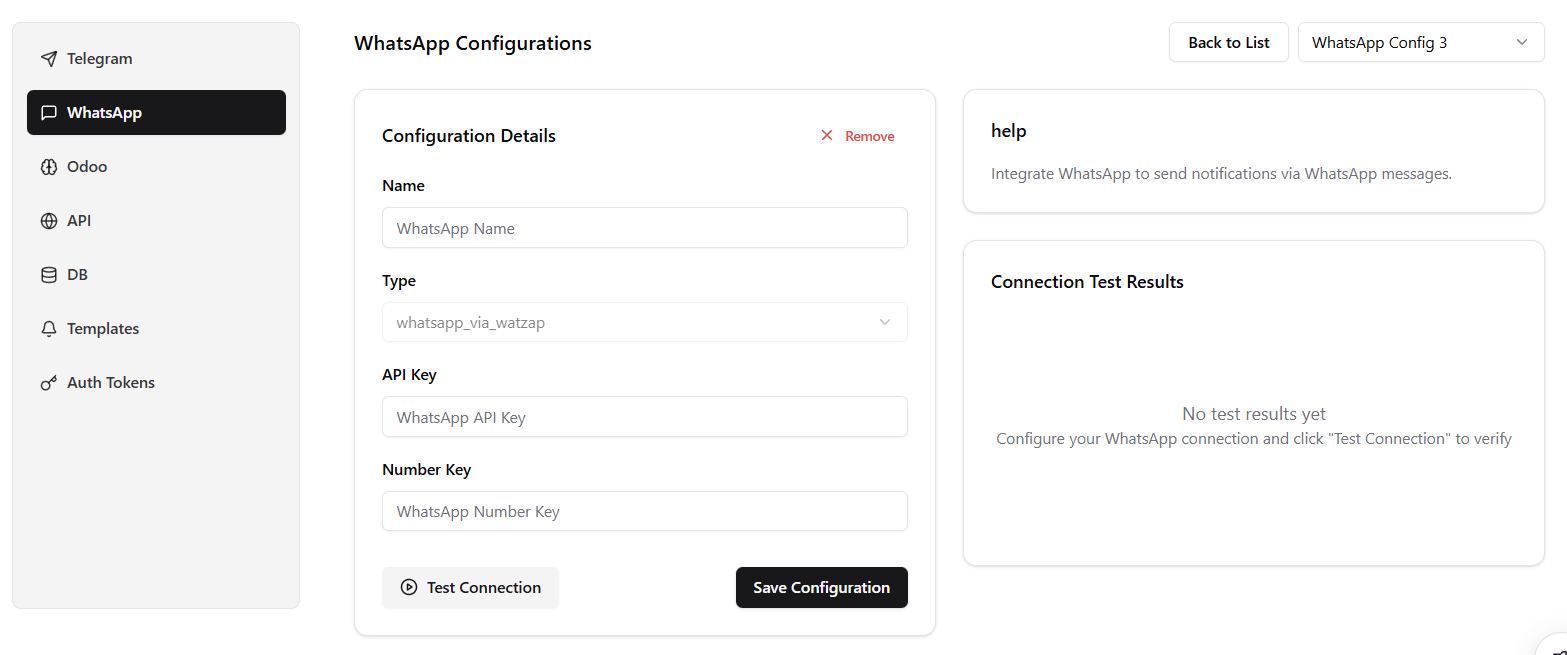 Add New Configuration WhatsApp,