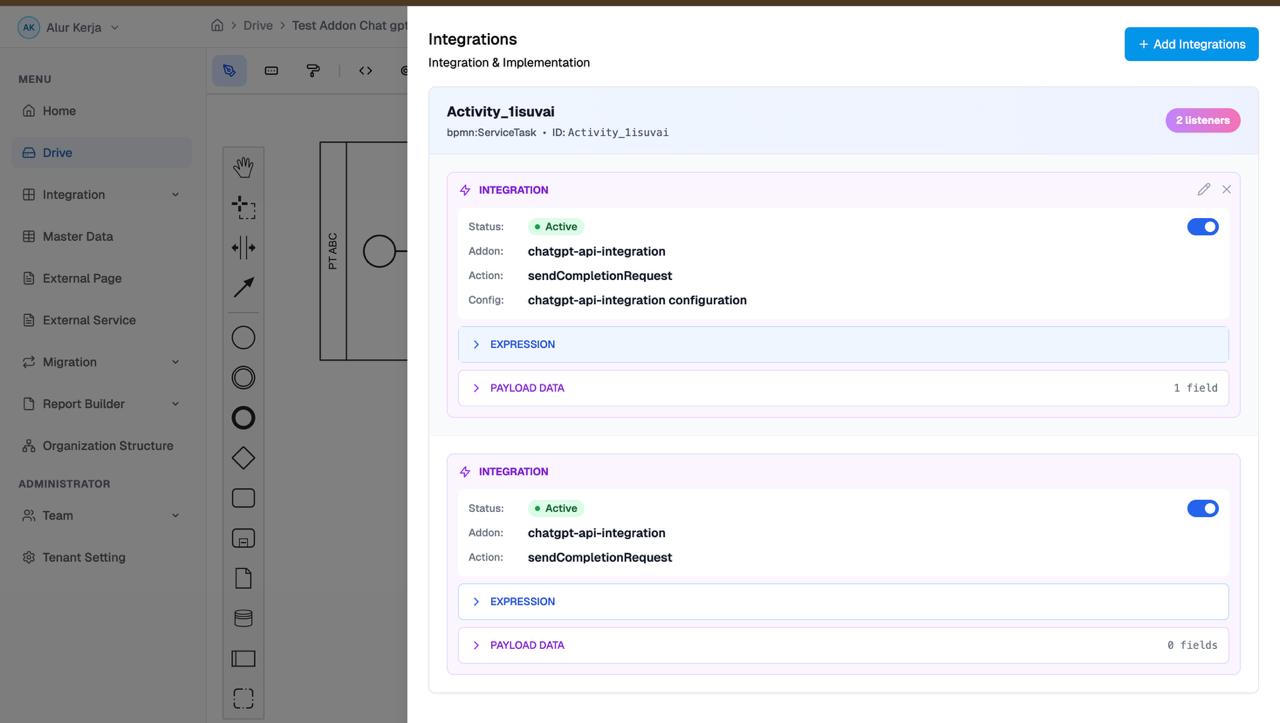 Add Integration Addon,