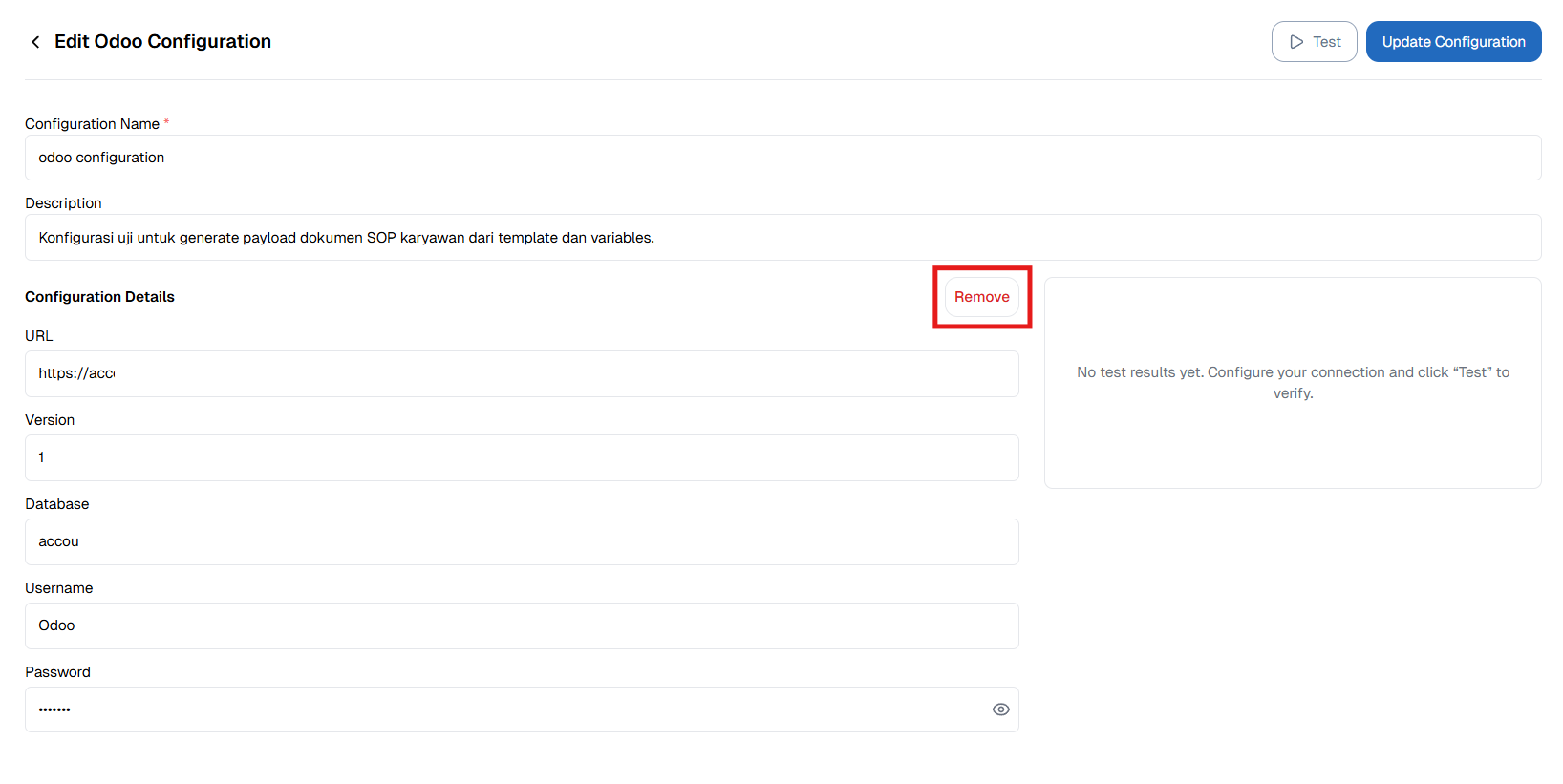 Remove Configuration Odoo OnPremise,