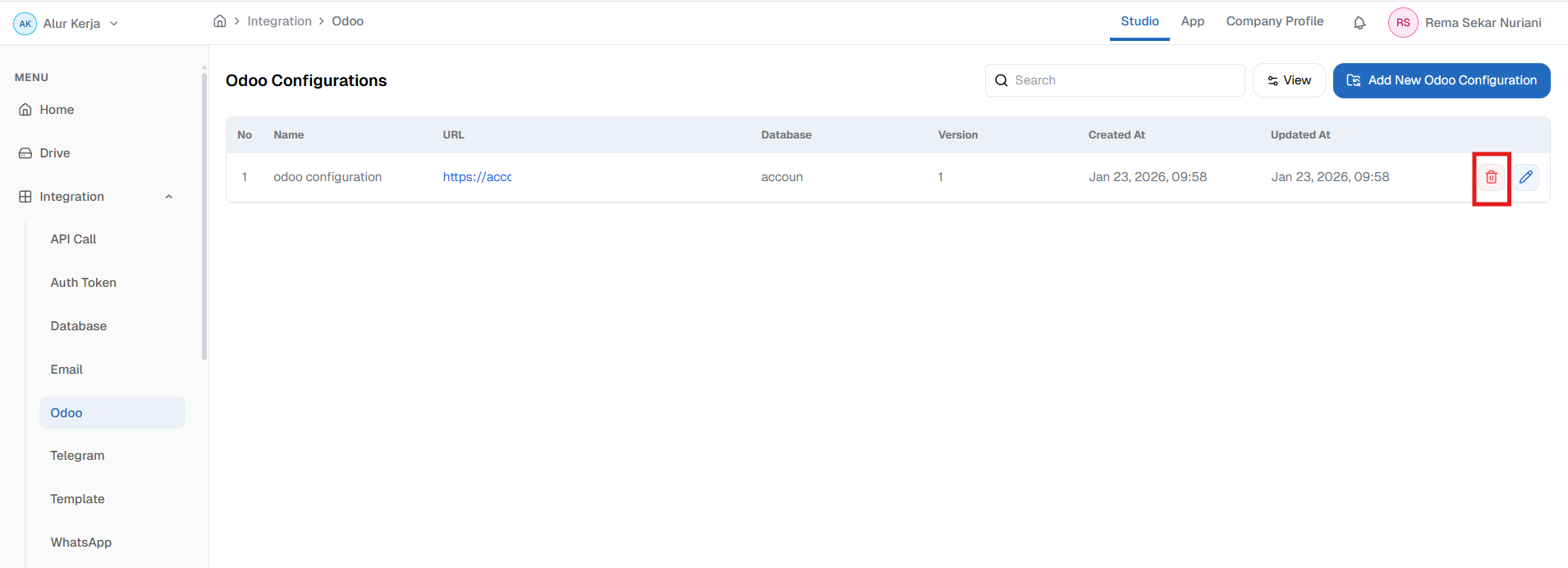 Remove Configuration Odoo OnPremise,