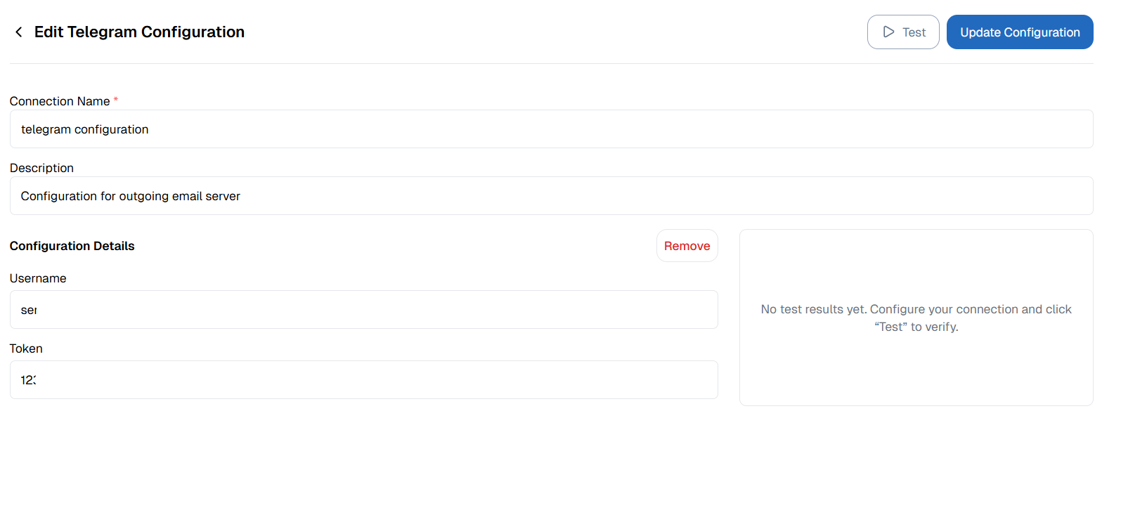Configuration Telegram OnPremise,