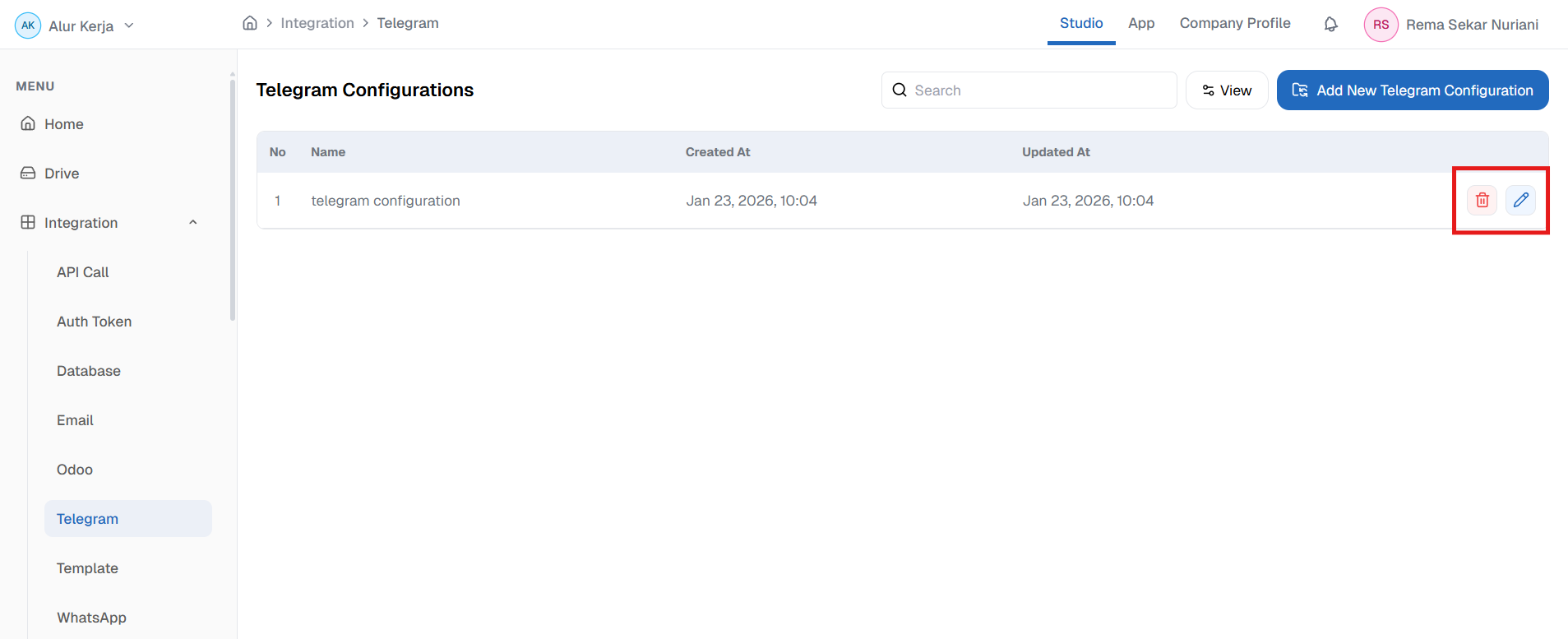 Action Telegram OnPremise,