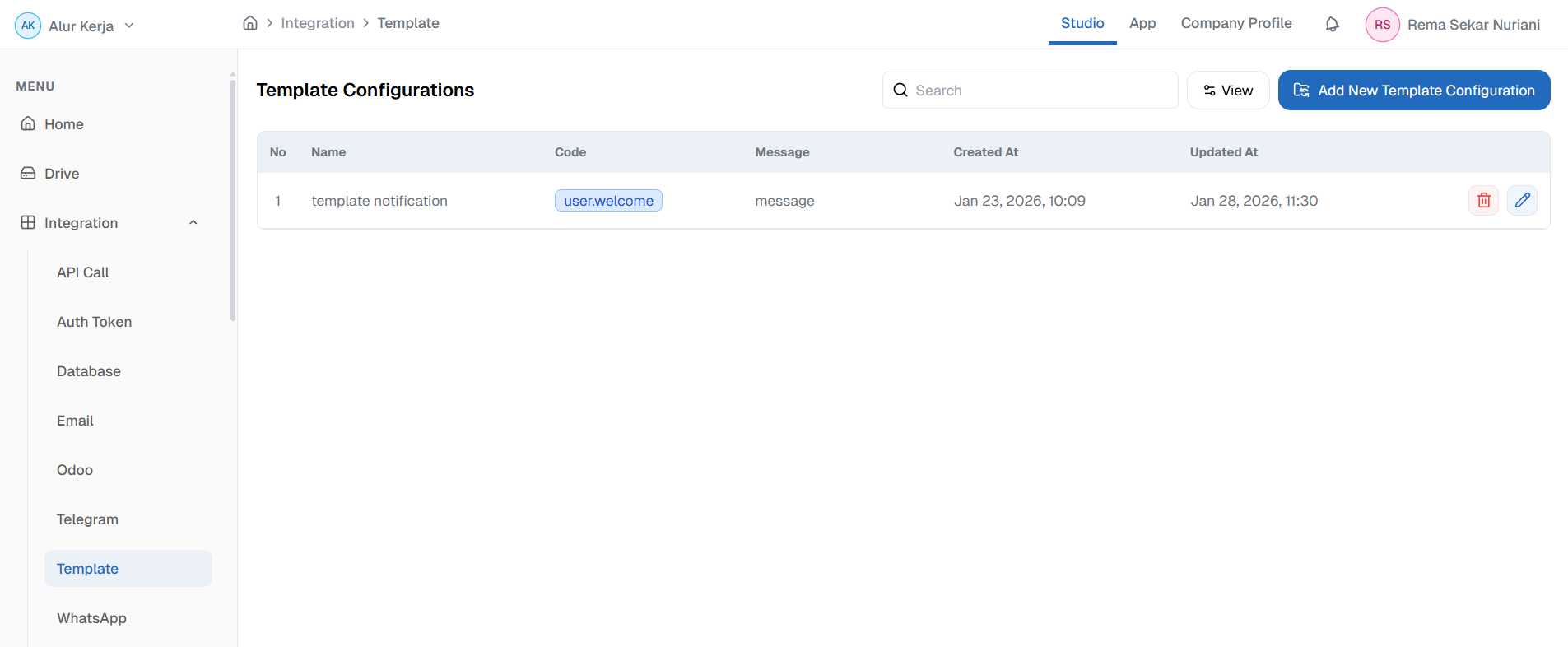 Halaman Menu Templates OnPremise,