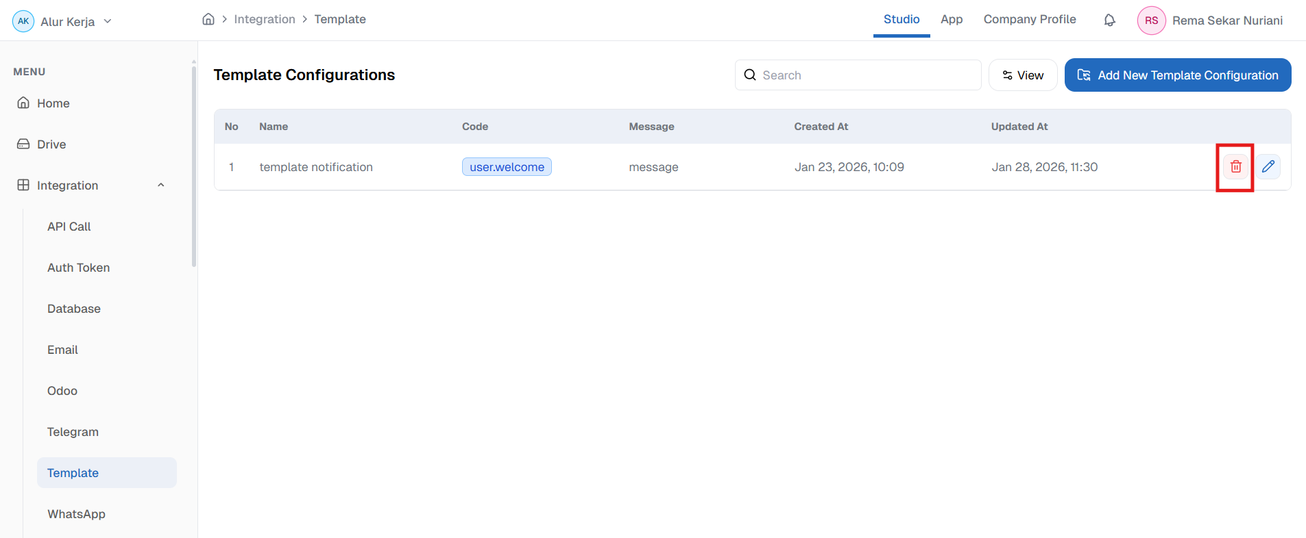 Remove Configuration Template OnPremise,