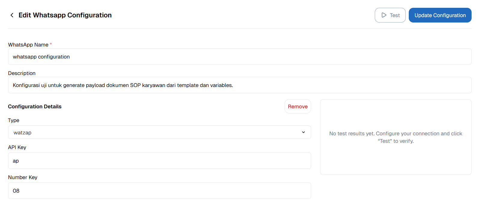 Configuration WhatsApp OnPremise,