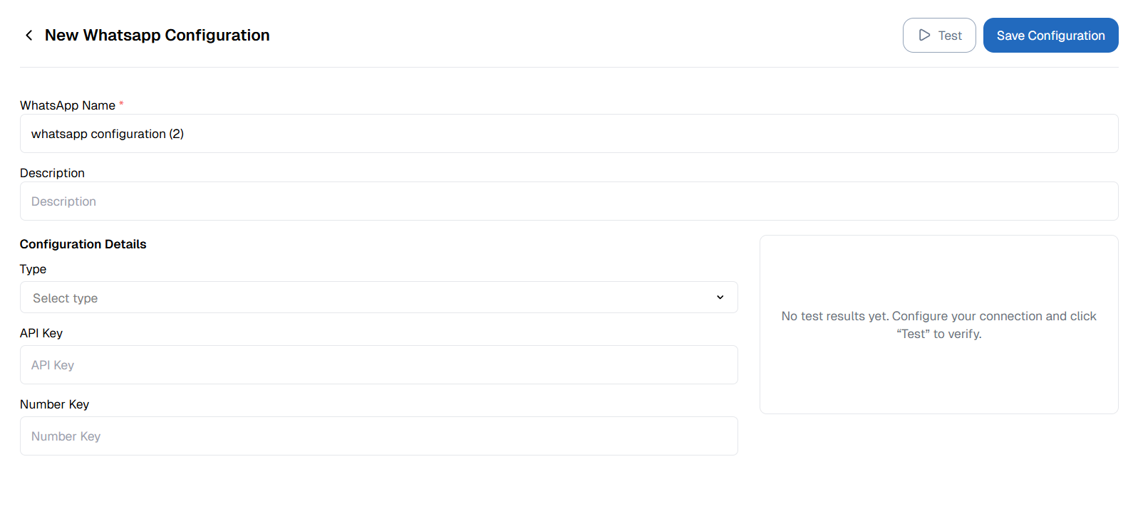 Add New Configuration WhatsApp OnPremise,
