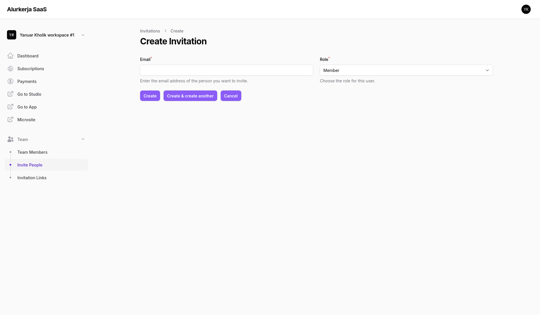 Create Invitation Alurkerja SaaS