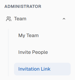 Collapse Menu Team Invitation Link