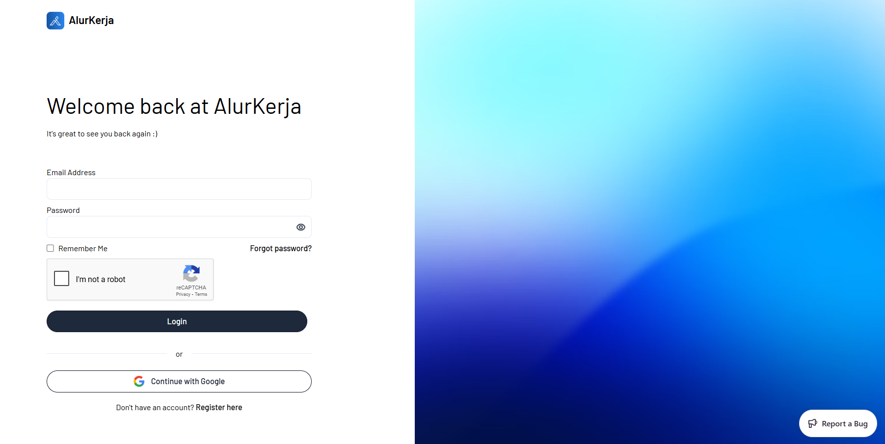 Halaman Login Alurkerja SaaS