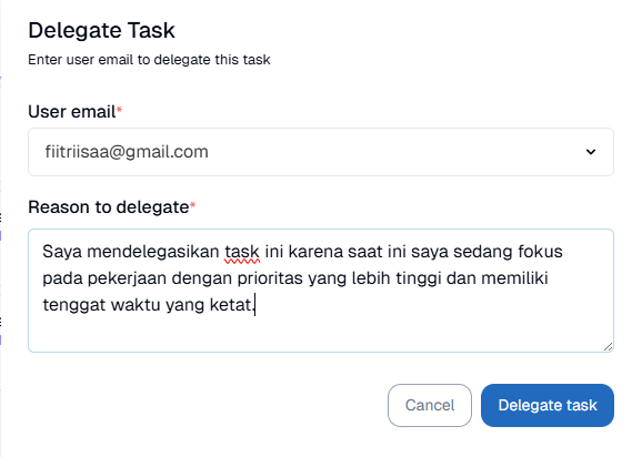 My Task Delegate Confirmation
