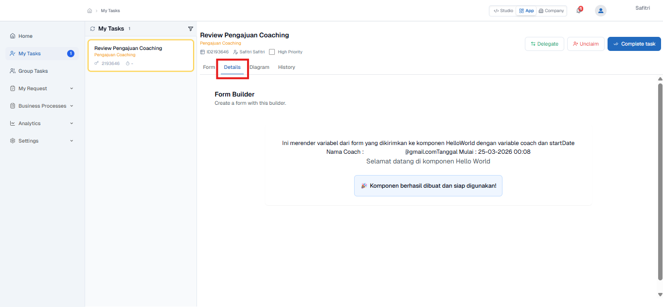 My Task Detail Micro Frontend