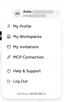 Menu Akun Pengguna di Level App
