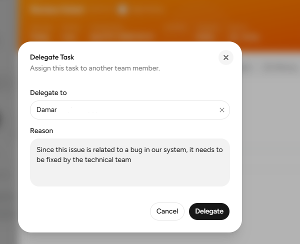 My Task Delegate Confirmation