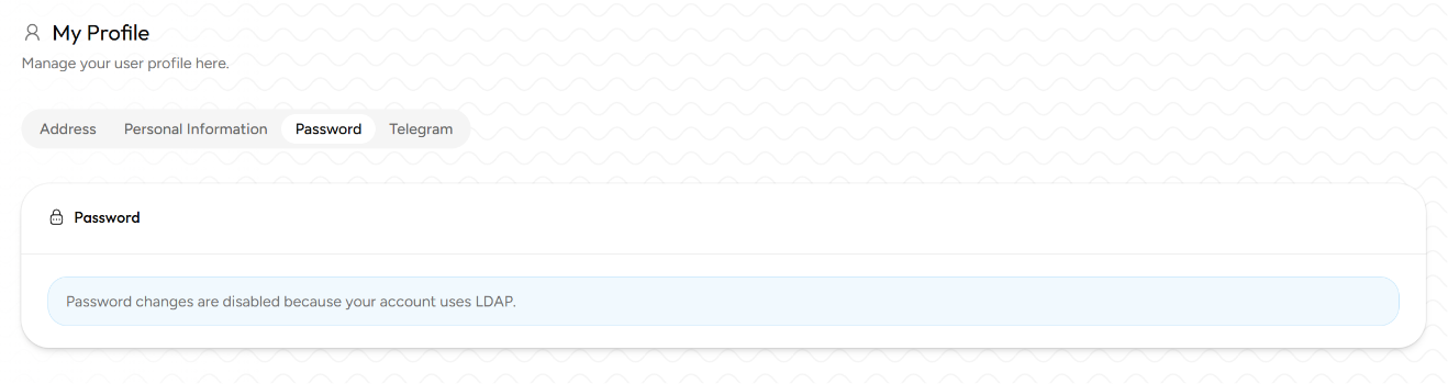 Tab Password My Profile
