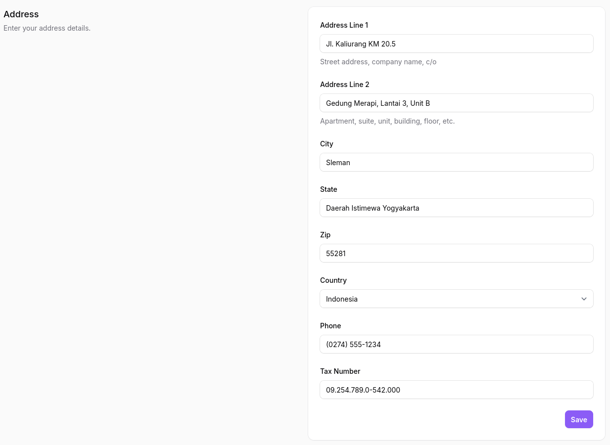 Profile Page Address Section