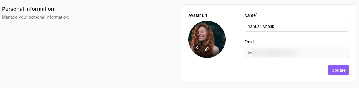 Profile Page Personal Information Section