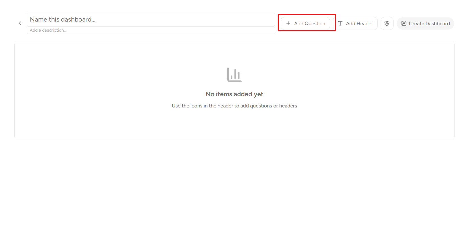 Add Question to Dashboard OnPremise