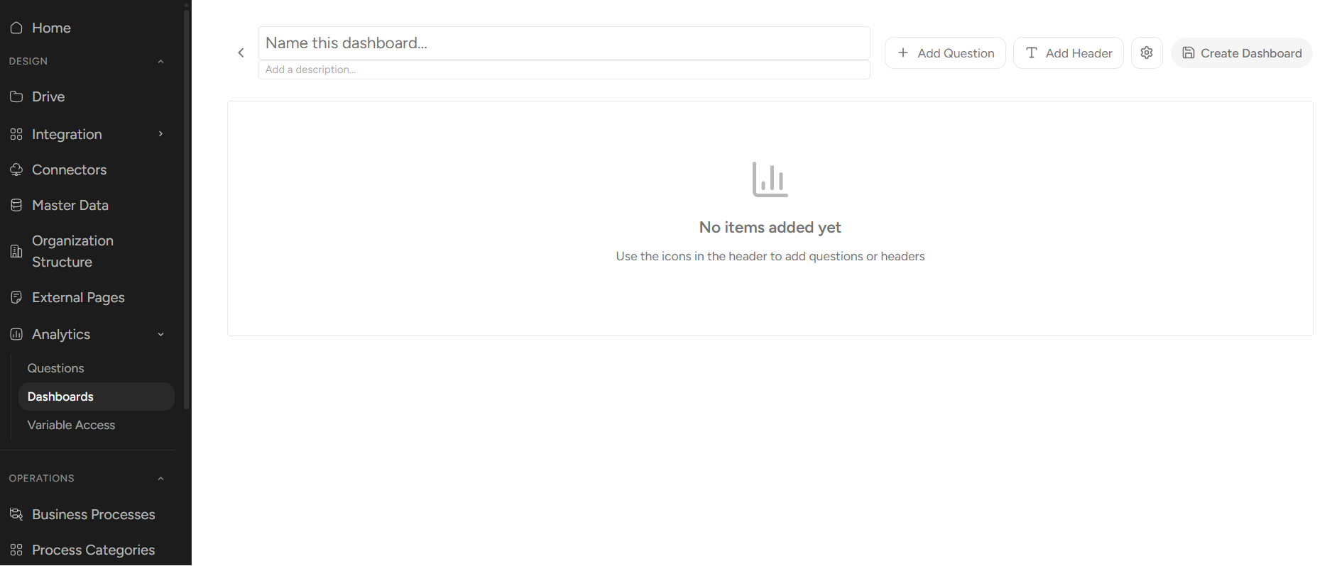 Create Dashboard OnPremise