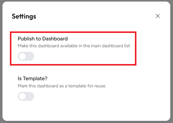 Publish Dashboard