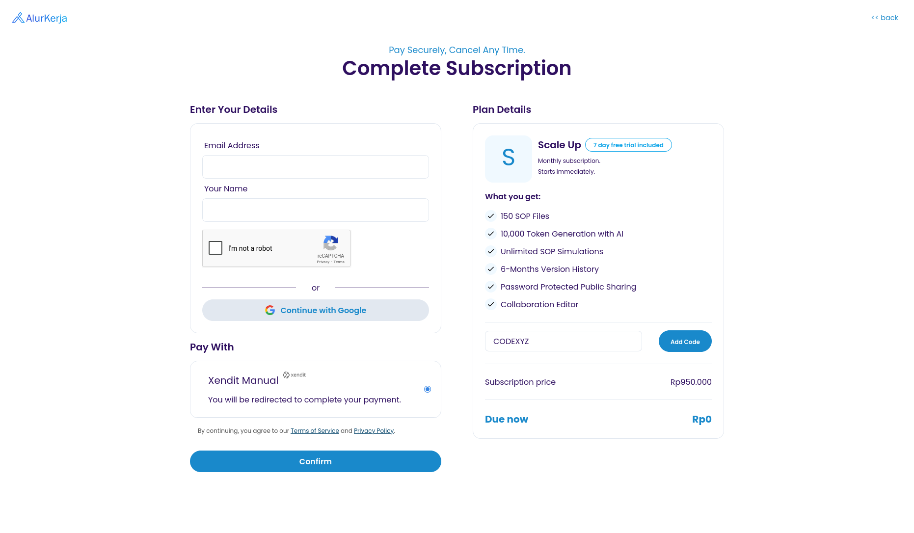 Pricing and Subscription