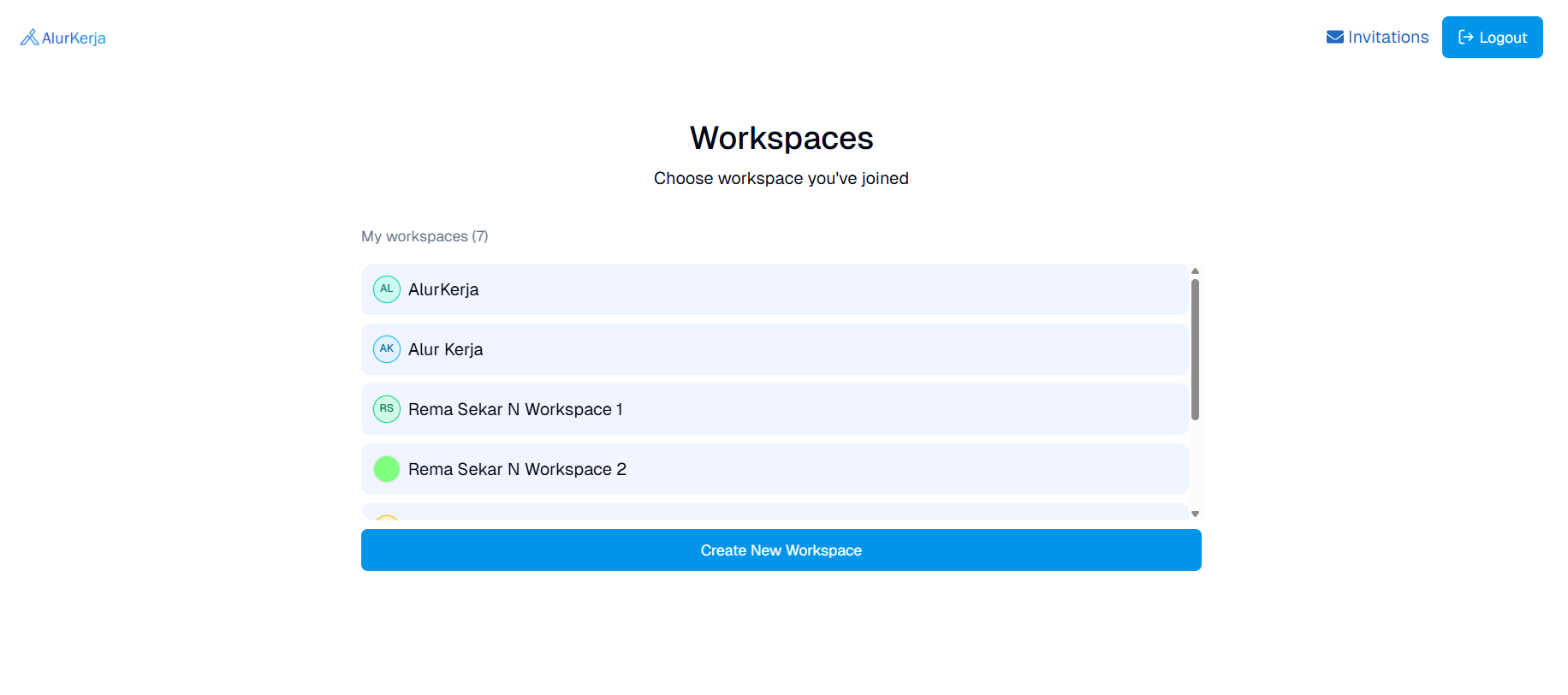 List Workspace OnPremise